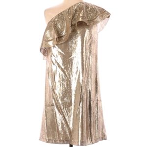 NWT Rachel Zoe Metallic Silk Off Shoulder Dress